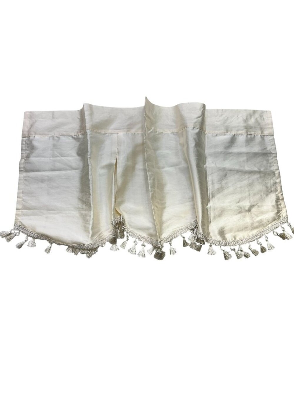 Cream Tassel Trim Rod Pocket Elegant Decorative Window Valance Curtain